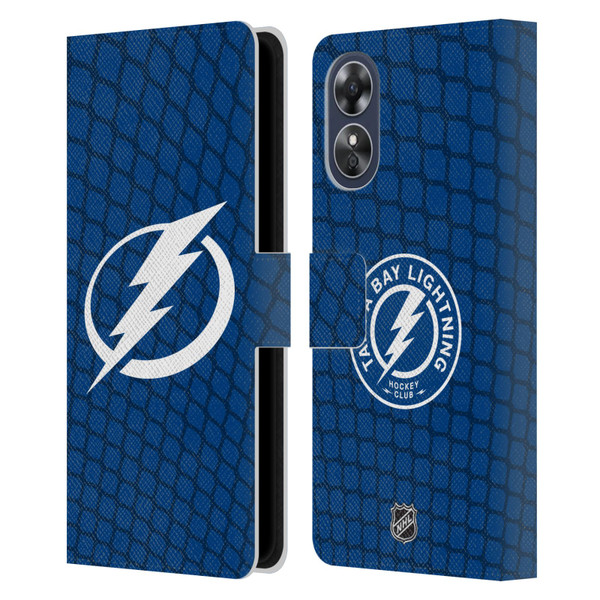 NHL Tampa Bay Lightning Net Pattern Leather Book Wallet Case Cover For OPPO A17