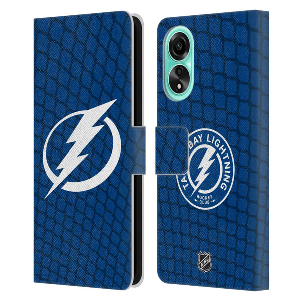 NHL Tampa Bay Lightning Net Pattern Leather Book Wallet Case Cover For OPPO A78 4G