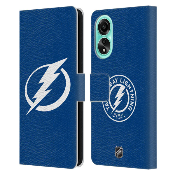 NHL Tampa Bay Lightning Plain Leather Book Wallet Case Cover For OPPO A78 4G