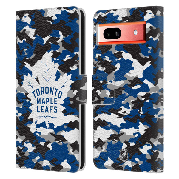 NHL Toronto Maple Leafs Camouflage Leather Book Wallet Case Cover For Google Pixel 7a