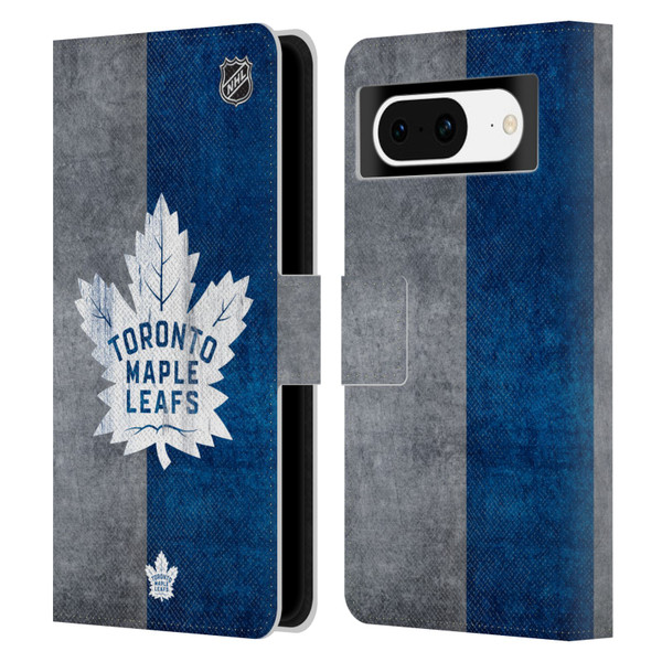 NHL Toronto Maple Leafs Half Distressed Leather Book Wallet Case Cover For Google Pixel 8