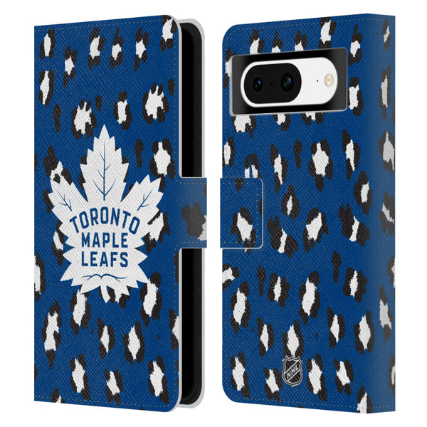 NHL Toronto Maple Leafs Leopard Patten Leather Book Wallet Case Cover For Google Pixel 8