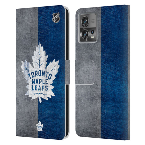NHL Toronto Maple Leafs Half Distressed Leather Book Wallet Case Cover For Motorola Moto Edge 30 Fusion