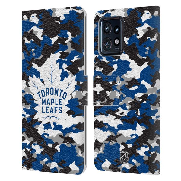 NHL Toronto Maple Leafs Camouflage Leather Book Wallet Case Cover For Motorola Moto Edge 40 Pro