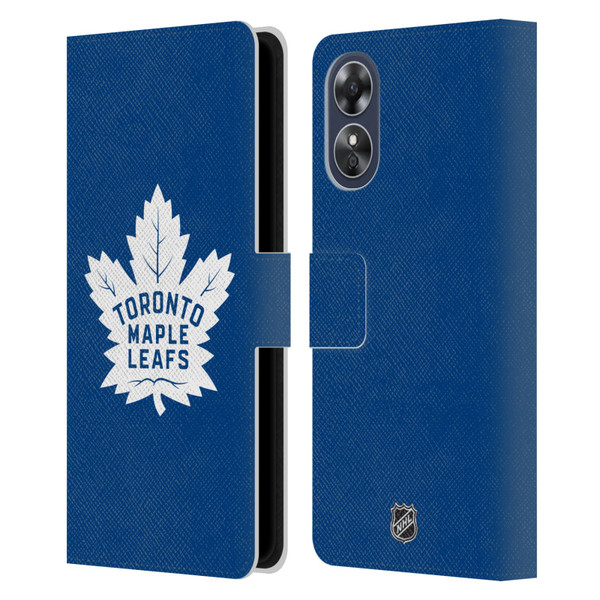 NHL Toronto Maple Leafs Plain Leather Book Wallet Case Cover For OPPO A17