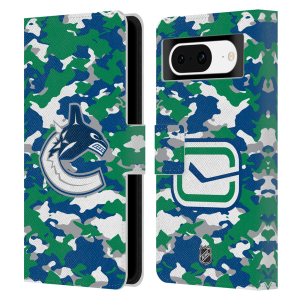 NHL Vancouver Canucks Camouflage Leather Book Wallet Case Cover For Google Pixel 8