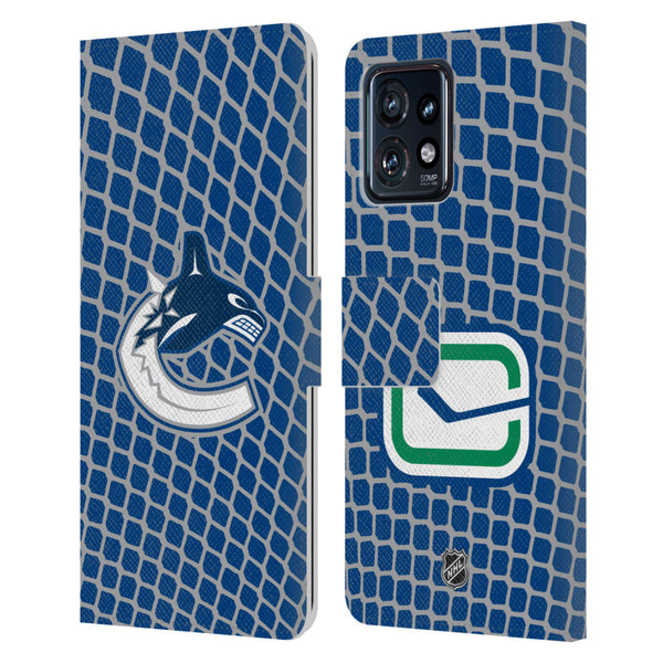 NHL Vancouver Canucks Net Pattern Leather Book Wallet Case Cover For Motorola Moto Edge 40 Pro