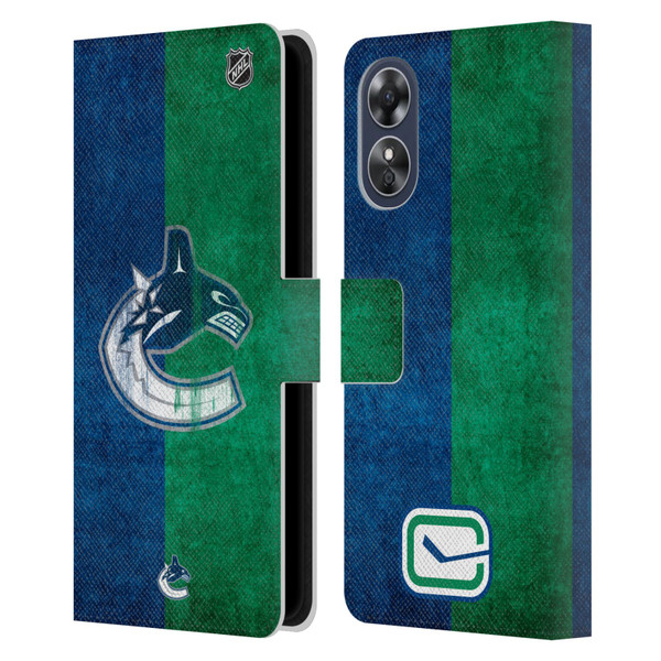 NHL Vancouver Canucks Half Distressed Leather Book Wallet Case Cover For OPPO A17