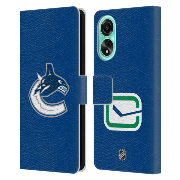 NHL Vancouver Canucks Plain Leather Book Wallet Case Cover For OPPO A78 4G