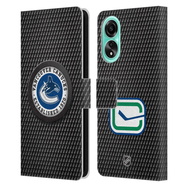 NHL Vancouver Canucks Puck Texture Leather Book Wallet Case Cover For OPPO A78 4G