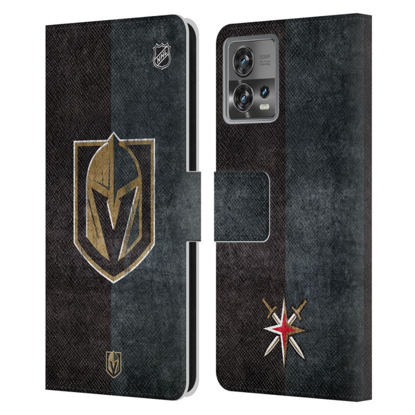 NHL Vegas Golden Knights Half Distressed Leather Book Wallet Case Cover For Motorola Moto Edge 30 Fusion