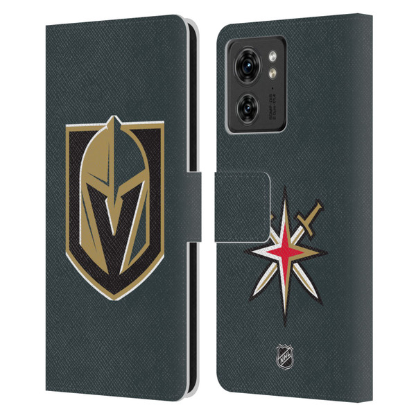 NHL Vegas Golden Knights Plain Leather Book Wallet Case Cover For Motorola Moto Edge 40