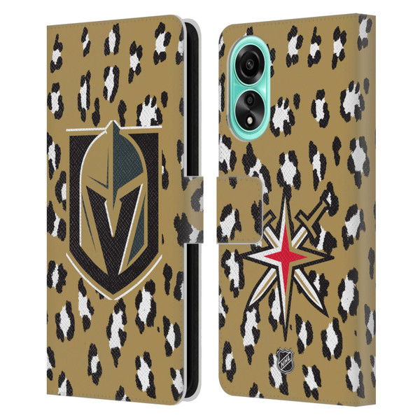 NHL Vegas Golden Knights Leopard Patten Leather Book Wallet Case Cover For OPPO A78 4G