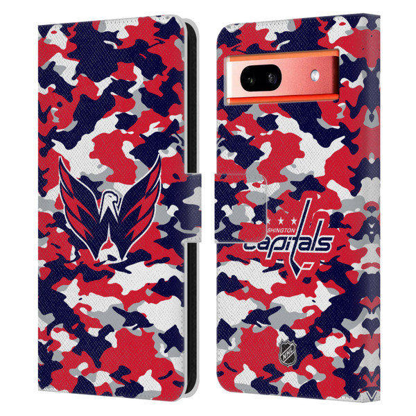 NHL Washington Capitals Camouflage Leather Book Wallet Case Cover For Google Pixel 7a
