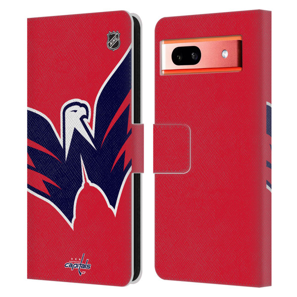 NHL Washington Capitals Oversized Leather Book Wallet Case Cover For Google Pixel 7a