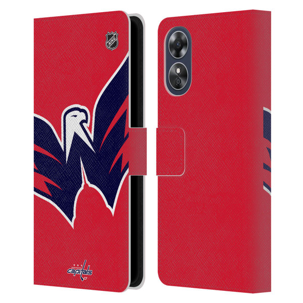 NHL Washington Capitals Oversized Leather Book Wallet Case Cover For OPPO A17