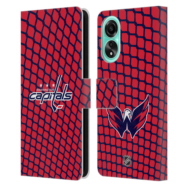NHL Washington Capitals Net Pattern Leather Book Wallet Case Cover For OPPO A78 4G