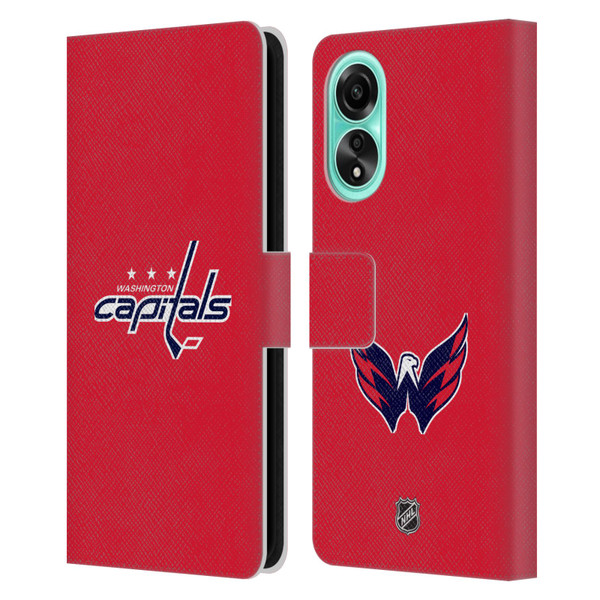 NHL Washington Capitals Plain Leather Book Wallet Case Cover For OPPO A78 4G