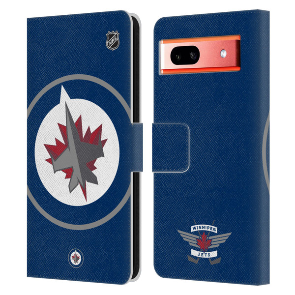 NHL Winnipeg Jets Oversized Leather Book Wallet Case Cover For Google Pixel 7a