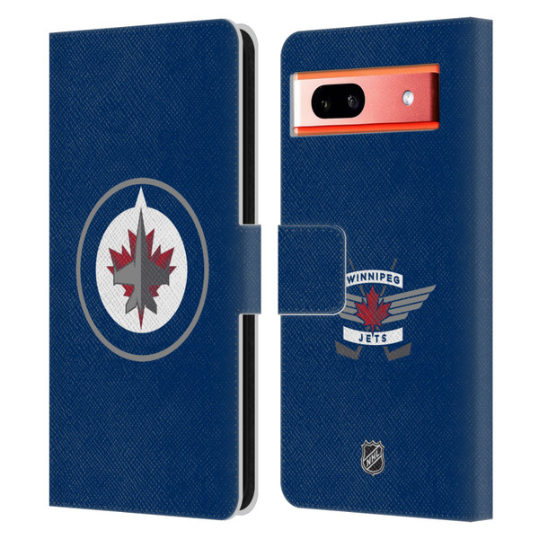 NHL Winnipeg Jets Plain Leather Book Wallet Case Cover For Google Pixel 7a