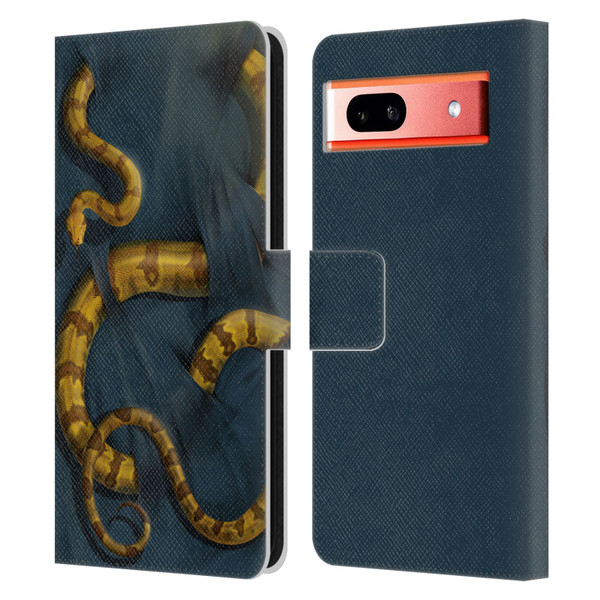 Vincent Hie Animals Snake Leather Book Wallet Case Cover For Google Pixel 7a