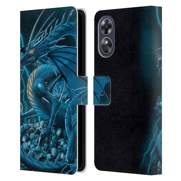 Vincent Hie Dragons 2 Abolisher Blue Leather Book Wallet Case Cover For OPPO A17