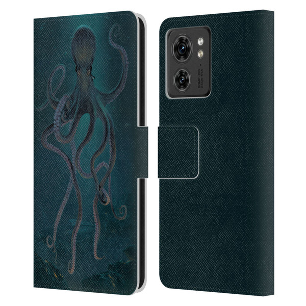 Vincent Hie Underwater Giant Octopus Leather Book Wallet Case Cover For Motorola Moto Edge 40