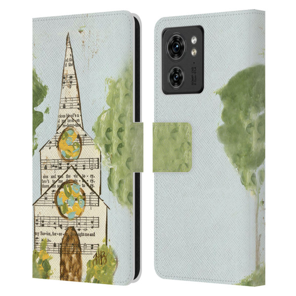 Haley Bush Church Painting Hymnal Page Leather Book Wallet Case Cover For Motorola Moto Edge 40