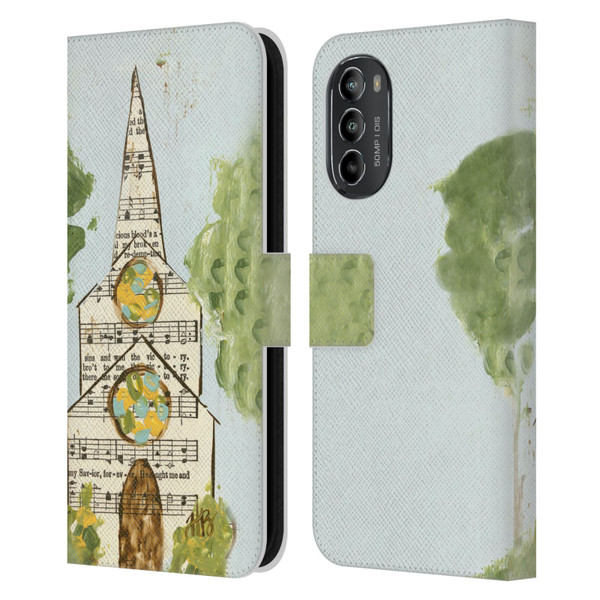 Haley Bush Church Painting Hymnal Page Leather Book Wallet Case Cover For Motorola Moto G82 5G