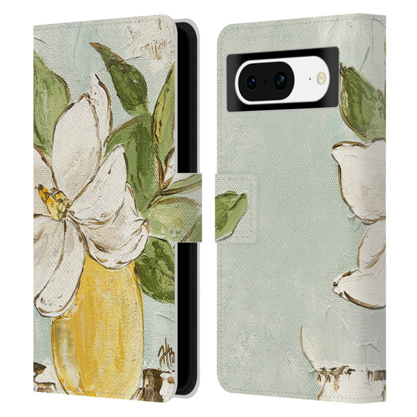 Haley Bush Floral Painting Magnolia Yellow Vase Leather Book Wallet Case Cover For Google Pixel 8