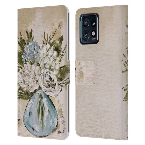 Haley Bush Floral Painting Blue And White Vase Leather Book Wallet Case Cover For Motorola Moto Edge 40 Pro