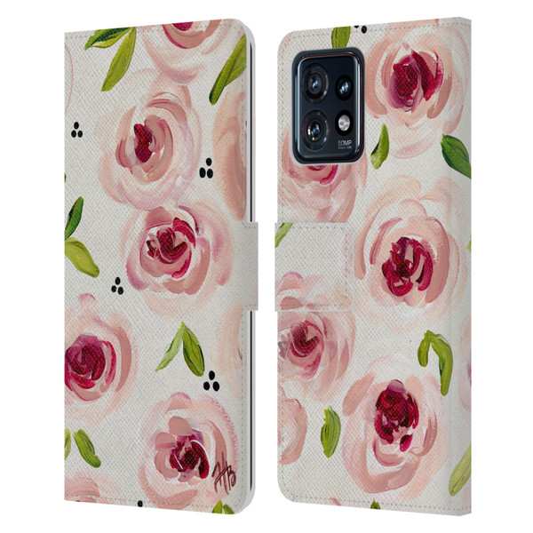 Haley Bush Floral Painting Pink Pattern Leather Book Wallet Case Cover For Motorola Moto Edge 40 Pro