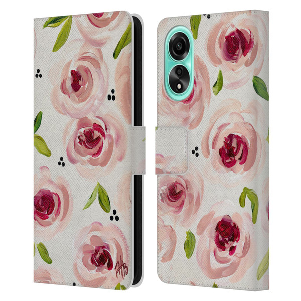 Haley Bush Floral Painting Pink Pattern Leather Book Wallet Case Cover For OPPO A78 4G