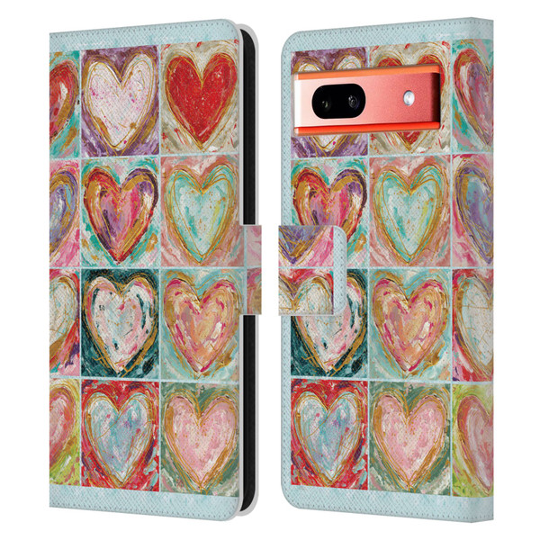 Haley Bush Pattern Painting Hearts Leather Book Wallet Case Cover For Google Pixel 7a
