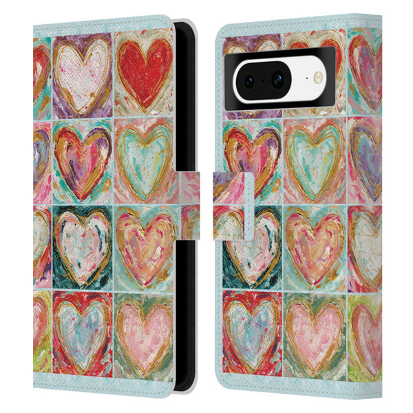 Haley Bush Pattern Painting Hearts Leather Book Wallet Case Cover For Google Pixel 8