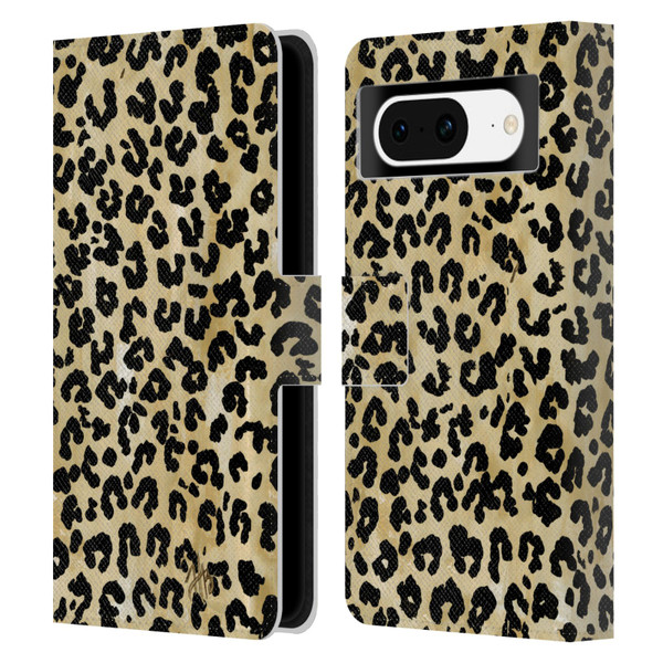Haley Bush Pattern Painting Leopard Print Leather Book Wallet Case Cover For Google Pixel 8