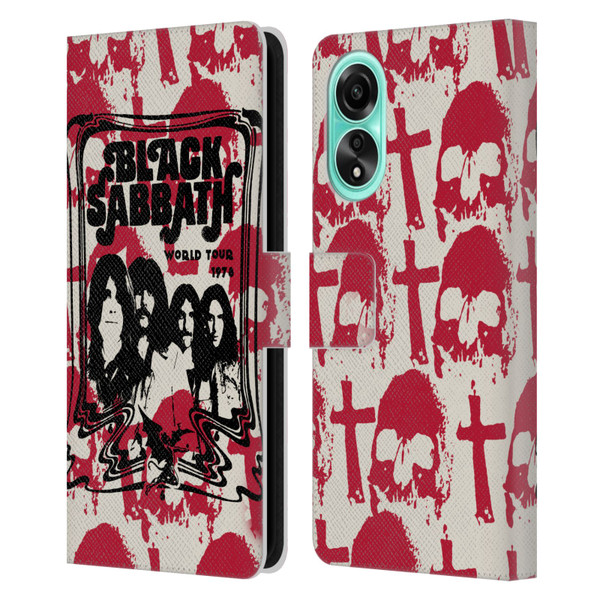 Black Sabbath Key Art Skull Cross World Tour Leather Book Wallet Case Cover For OPPO A78 5G