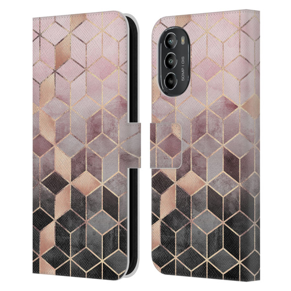 Elisabeth Fredriksson Cubes Collection Pink And Grey Gradient Leather Book Wallet Case Cover For Motorola Moto G82 5G