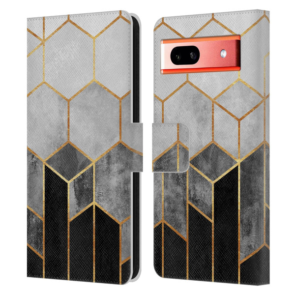 Elisabeth Fredriksson Sparkles Charcoal Hexagons Leather Book Wallet Case Cover For Google Pixel 7a