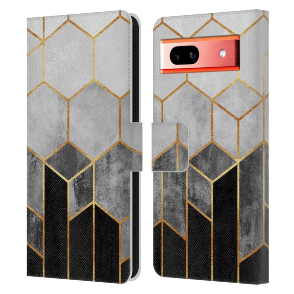Elisabeth Fredriksson Sparkles Charcoal Hexagons Leather Book Wallet Case Cover For Google Pixel 7a