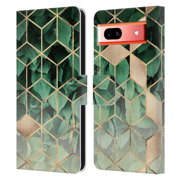 Elisabeth Fredriksson Sparkles Leaves And Cubes Leather Book Wallet Case Cover For Google Pixel 7a