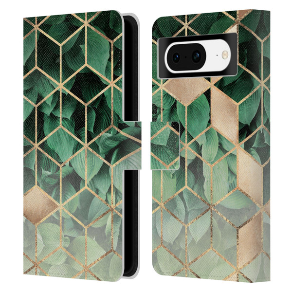 Elisabeth Fredriksson Sparkles Leaves And Cubes Leather Book Wallet Case Cover For Google Pixel 8