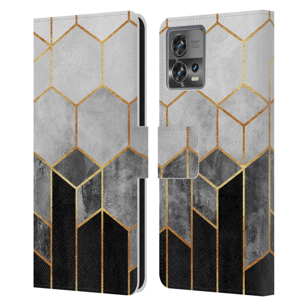 Elisabeth Fredriksson Sparkles Charcoal Hexagons Leather Book Wallet Case Cover For Motorola Moto Edge 30 Fusion