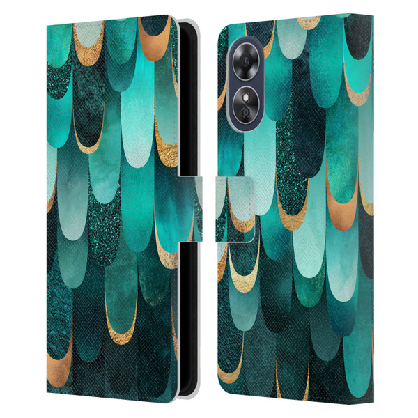 Elisabeth Fredriksson Sparkles Turquoise Leather Book Wallet Case Cover For OPPO A17