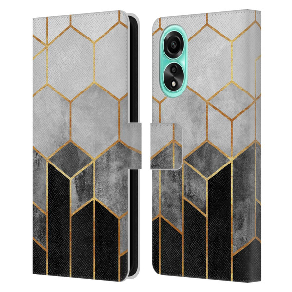 Elisabeth Fredriksson Sparkles Charcoal Hexagons Leather Book Wallet Case Cover For OPPO A78 4G