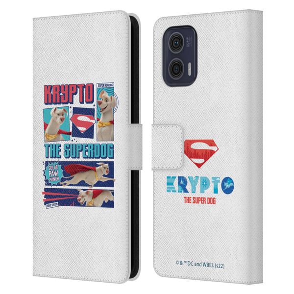 DC League Of Super Pets Graphics Krypto The Superdog Leather Book Wallet Case Cover For Motorola Moto G73 5G
