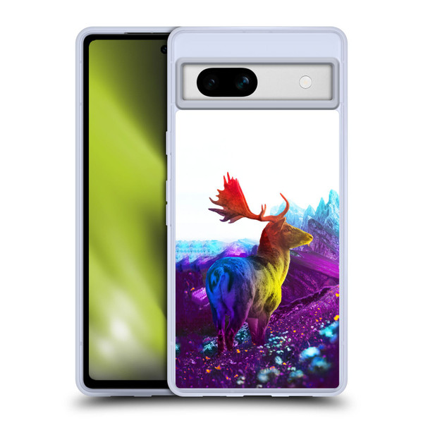 Dave Loblaw Animals Purple Mountain Deer Soft Gel Case for Google Pixel 7a