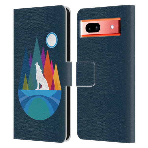 Dave Loblaw Contemporary Art Wolf Mountain With Texture Leather Book Wallet Case Cover For Google Pixel 7a