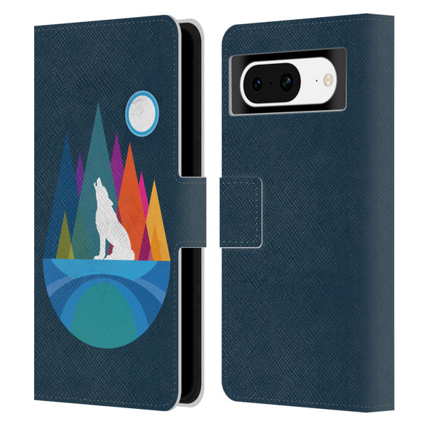 Dave Loblaw Contemporary Art Wolf Mountain With Texture Leather Book Wallet Case Cover For Google Pixel 8