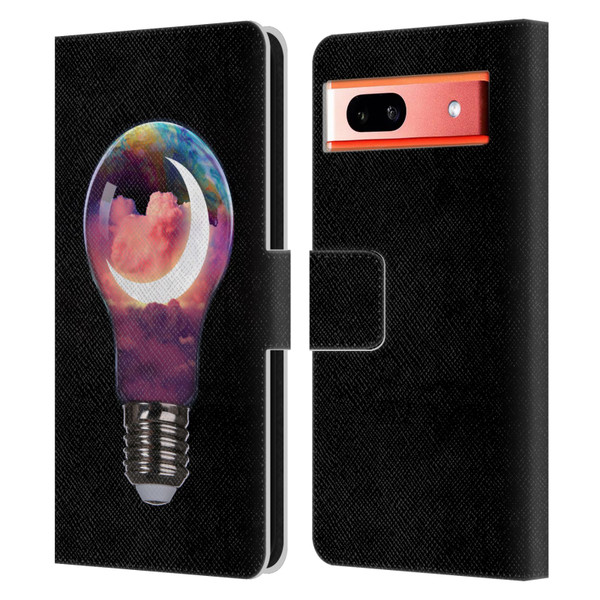 Dave Loblaw Sci-Fi And Surreal Light Bulb Moon Leather Book Wallet Case Cover For Google Pixel 7a